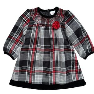 Hanna Andersson Christmas Dress Plaid Black Red Baby Toddler Girls Size 3